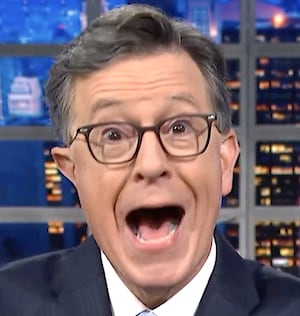 Late Night with Stephen Colbert, Colbert yelling