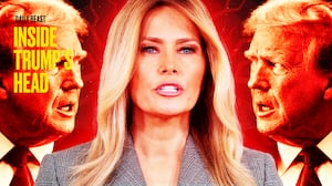 A photo illo illustration of Donald Trump and Melania Trump for Inside Trump's Head podcast.