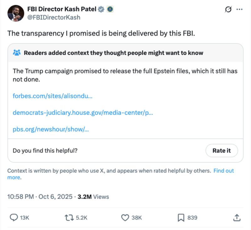 Patel's claim didn't generated the intended response on X.