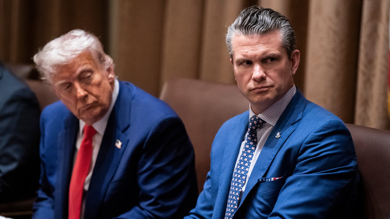 Donald Trump and Pete Hegseth at a Cabinet Meeting