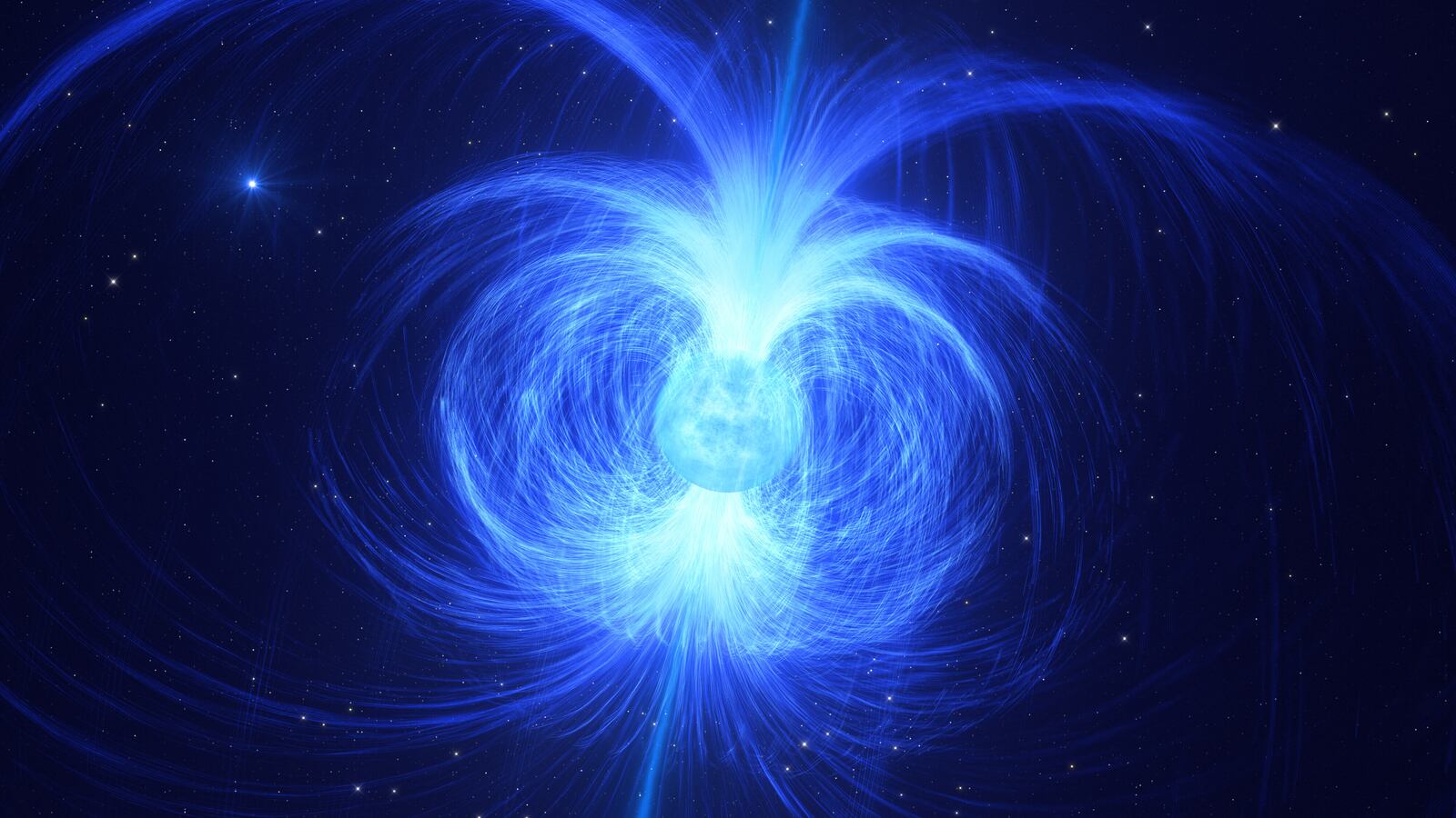 Massive star HD 45166 with intense magnetic fields protruding out.