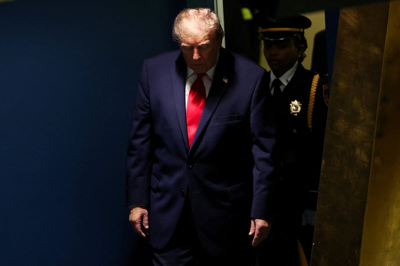 US President Donald Trump walks to the podium to address the 81st United Nations General Assembly at UN headquarters in New York City, US, September 22, 2026.