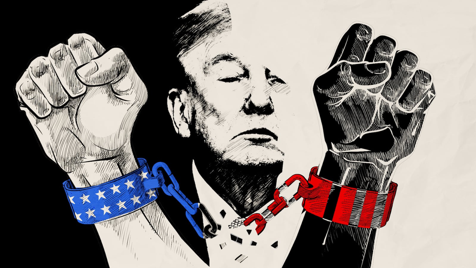 Trump's broken shackles.