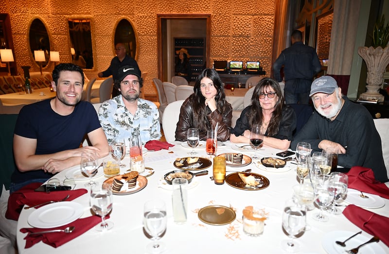 Jake Reiner, Nick Reiner, Romy Reiner, Michele Singer Reiner and Rob Reiner attend Four Sixes Ranch Steakhouse pop-up grand opening at Wynn Las Vegas on September 14, 2024 in Las Vegas.