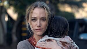 (L-R) Maika Monroe as Polly Murphy and Nora, and Lola Contreras as Josie Morales in The Hand That Rocks the Cradle.