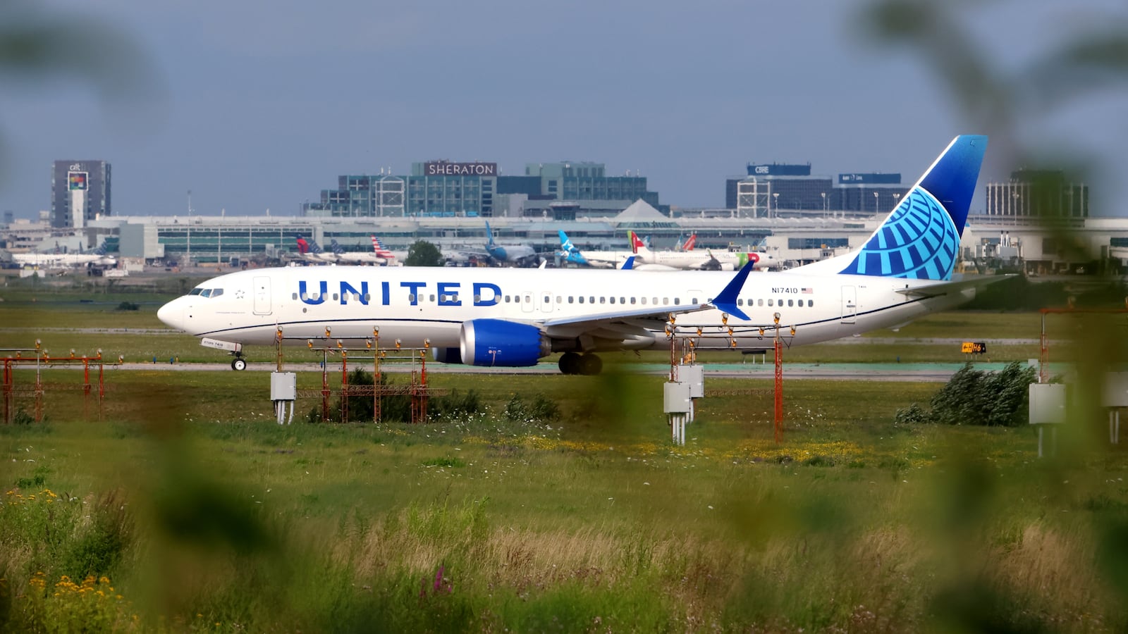 A United Airlines aircraft taxis for departure at Toronto Pearson International Airport in Mississauga, Ontario, on July 28, 2026.