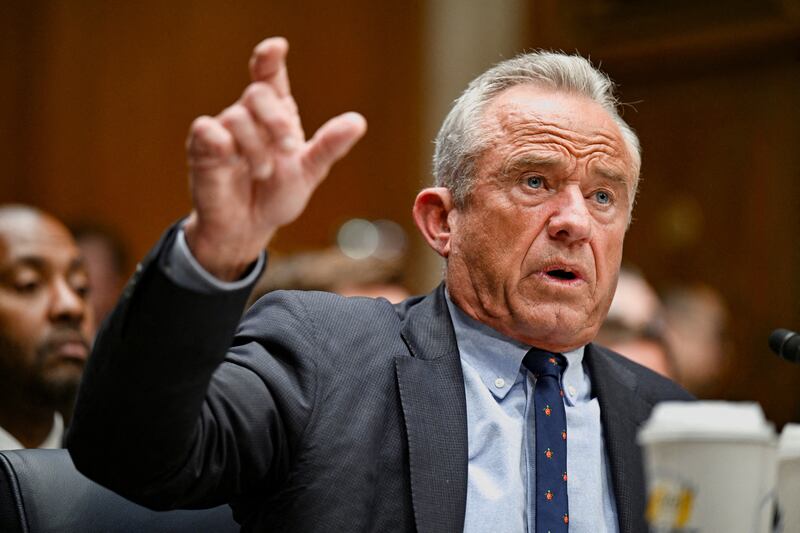 U.S. Health and Human Services (HHS) Secretary Robert F. Kennedy Jr. gestures as he testifies before a Senate Health, Education, Labor, and Pensions Committee hearing on U.S. President Donald Trump's budget request for the Department of Health and Human Services