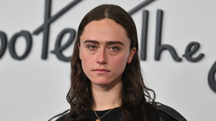 Ella Emhoff stares forward outside an event.