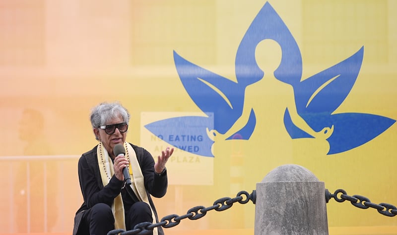 Author and alternative medicine advocate Deepak Chopra attends June 21 International Day of Yoga event at the United Nations' North Lawn in New York.
