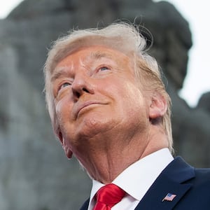 US President Donald Trump arrives for the Independence Day events at Mount Rushmore National Memorial in Keystone, South Dakota, July 3, 2020. (Photo by SAUL LOEB / AFP) (Photo by SAUL LOEB/AFP via Getty Images)