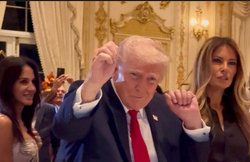 Trump busted out his dance moves at Thanksgiving at Mar-a-Lago.