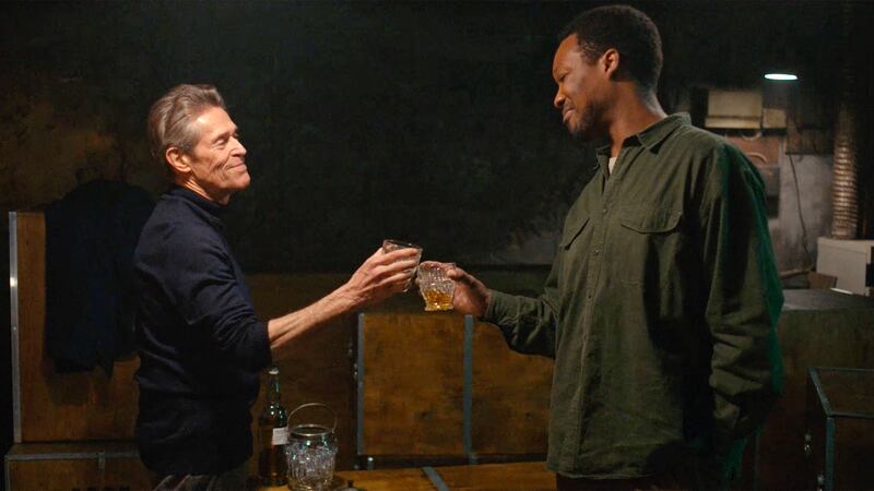 Willem Dafoe and Corey Hawkins in The Man In My Basement.