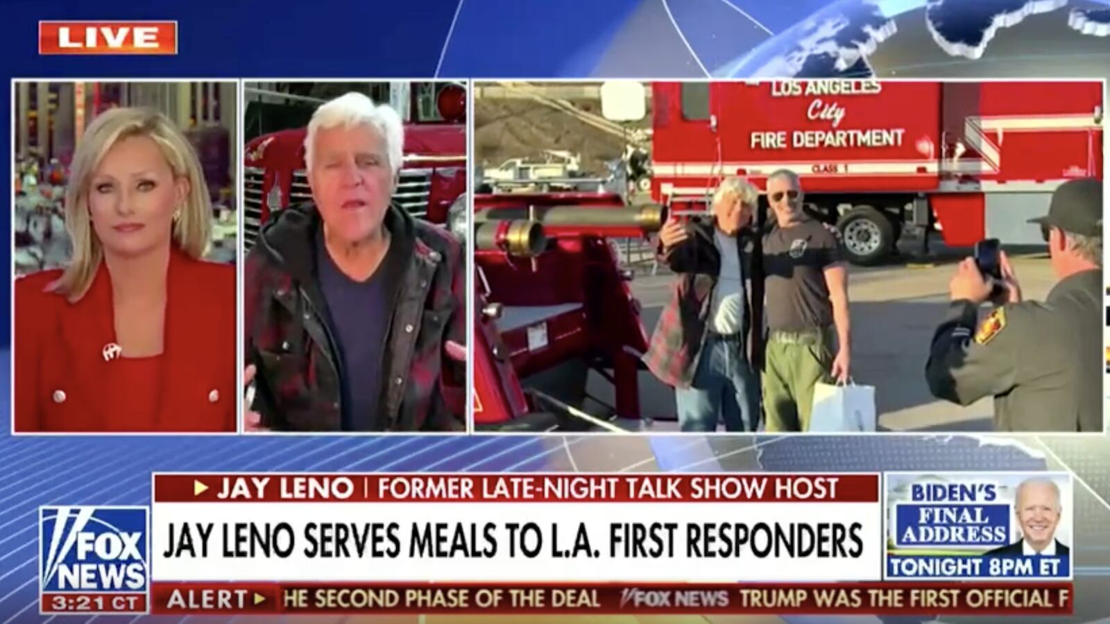 Jay Leno during an interview with Fox News’ Sandra Smith.