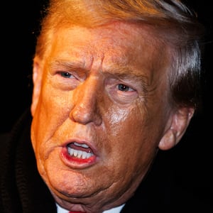 WASHINGTON, DC - JANUARY 20: U.S. President Donald Trump makes a brief statement to reporters before departing from the South Lawn of the White House in Marine One on January 20, 2026 in Washington, DC. President Trump is heading to Switzerland for the Davos Forum as tensions rise around Trumps rhetoric on Greenland. (Photo by Samuel Corum/Getty Images)