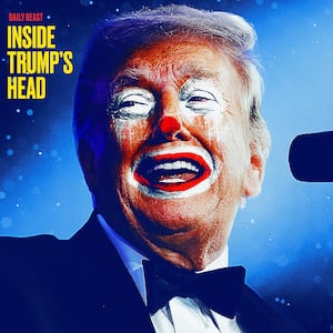 Donald Trump as a clown at the White House Correspondents dinner.