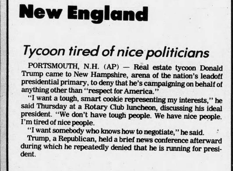 New England
Tired of nice politicians