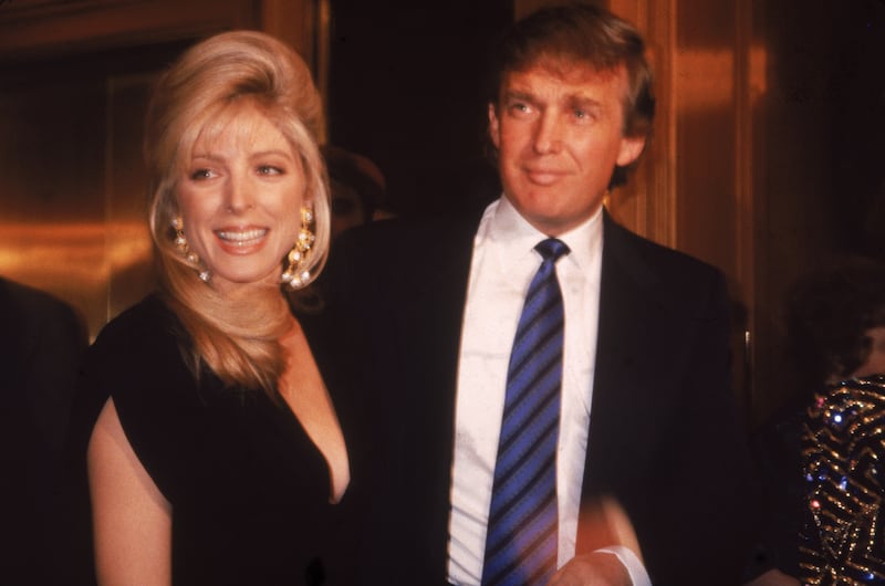 American businessman Donald Trump attends an event with Marla Maples, 1990s. (Photo by Tom Gates/Getty Images)