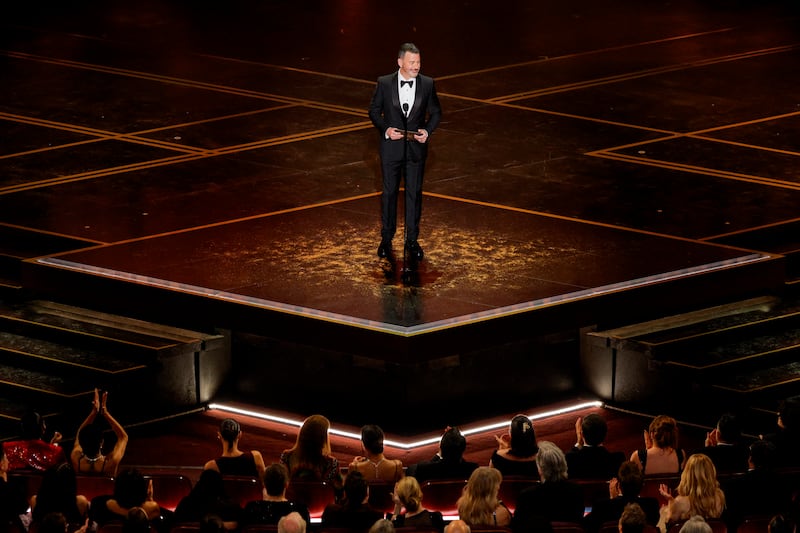 Jimmy Kimmel speaks onstage during the Oscars show at the 98th Academy Awards in Hollywood, Los Angeles, California, U.S., March 15, 2026.