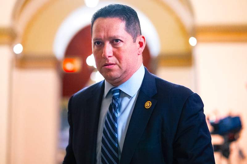 Rep. Tony Gonzales, R-Texas, is seen in the U.S. Capitol before the House voted to keep the government funded into March, on Thursday, January 18, 2024.