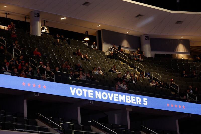 Supporters attend a campaign rally for former US President and Republican presidential candidate Donald Trump at the Fiserv Forum in Milwaukee, Wisconsin, November 1, 2024.