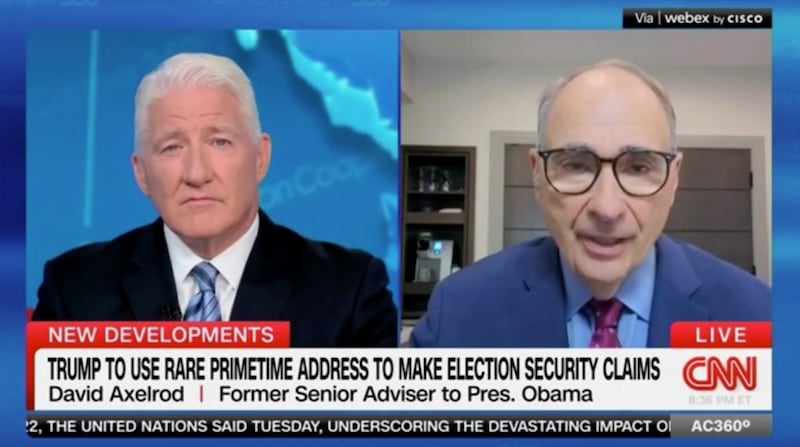 "I hope I'm wrong," Axelrod said about Trump's motivations to act on "election security" efforts.