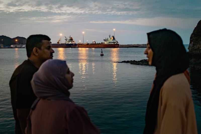 The Albina Bulk carrier sits anchored on March 22, 2026 at Sultan Qaboos Port in Muscat, Oman.