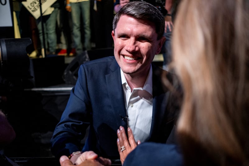 Democratic U.S. Senate candidate for Texas, James Talarico, greets supporters during his primary election night party in Austin, Texas, U.S., March 4, 2026.