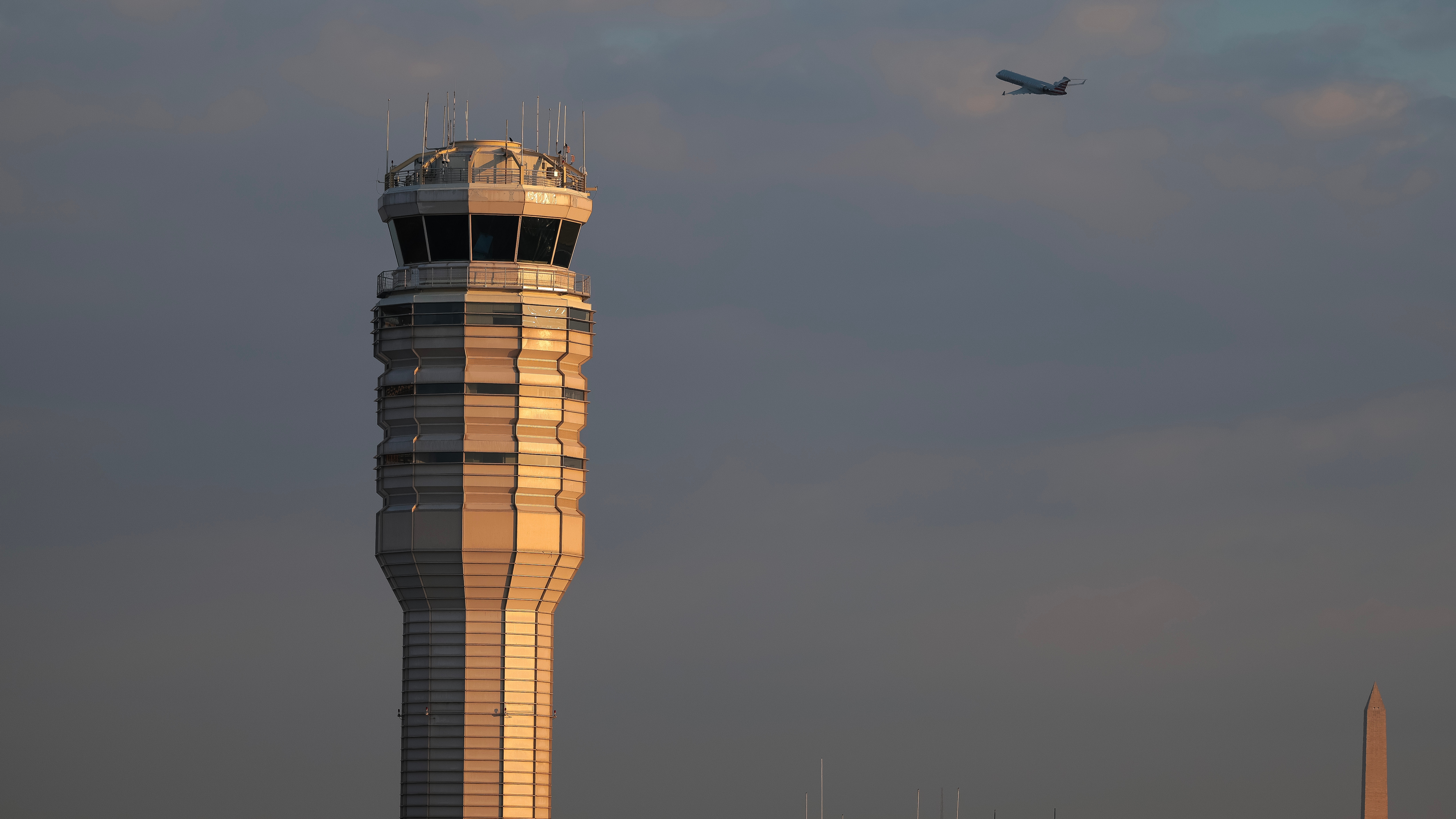 ARLINGTON, VIRGINIA - FEBRUARY 04: The air traffic control tower after the American Airlines crash at the Reagan National Airport on February 03, 2025 in Arlington, Virginia. An American Airlines flight from Wichita, Kansas collided midair with a military Black Hawk helicopter while on approach to Ronald Reagan Washington National Airport on January 29, 2025 outside of Washington, DC. According to reports, there were no survivors among the 67 people onboard both aircraft. (Photo by Kayla Bartkowski/Getty Images)