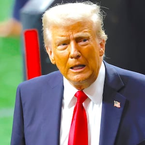 President Donald Trump walks on the field during Super Bowl LIX between the Philadelphia Eagles and the Kansas City Chiefs on February 09, 2025, at the Caesars Superdome in New Orleans, LA.