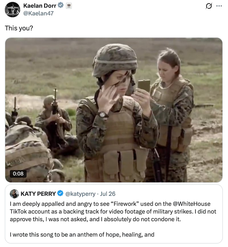 Kaelan Dorr claps back to Katy Perry.