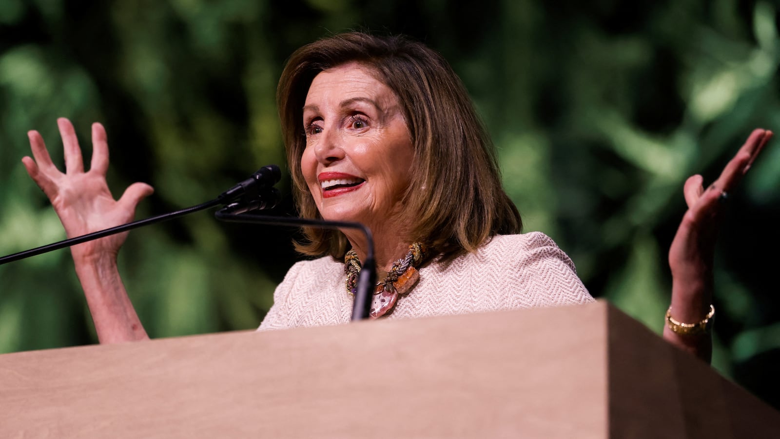 U.S. Rep. Nancy Pelosi (D-CA) speaks ahead of U.S. President Joe Biden's speech at the League of Conservation Voters annual dinner in Washington, U.S., June 14, 2023.