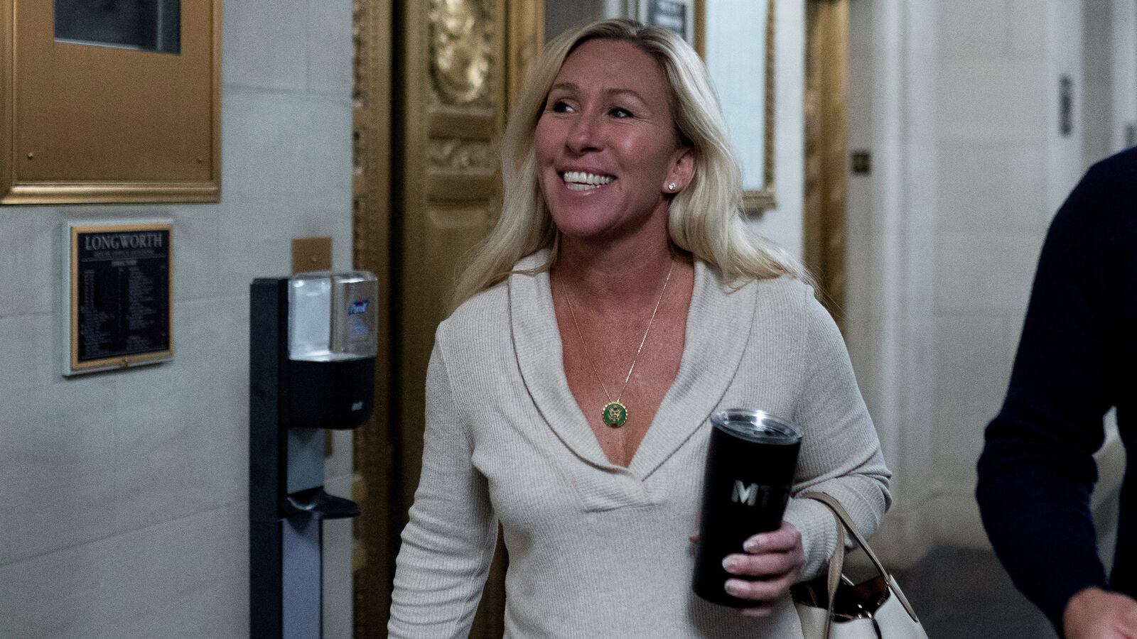 Marjorie Taylor Greene (R-GA) arrives at the Longworth House Office Building