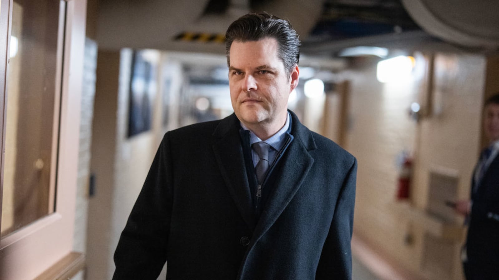 Rep. Matt Gaetz (R-FL) arrives to a meeting of the House Republican Conference.