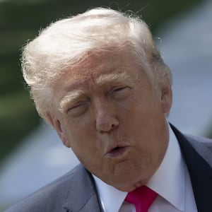 WASHINGTON DC, UNITED STATES - APRIL 16 : United States President Donald Trump speaks to the Press before departs at the White House to Las Vegas, Nevada on April 16, 2026, in Washington DC. (Photo by Celal Gunes/Anadolu via Getty Images)