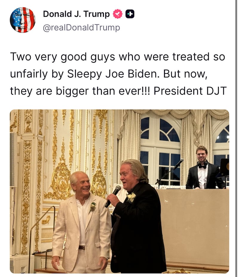 Trump praised Bannon in a Truth Social Post