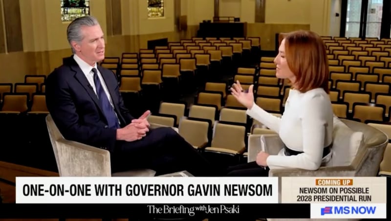 Gavin Newsom speaking to Jen Psaki.