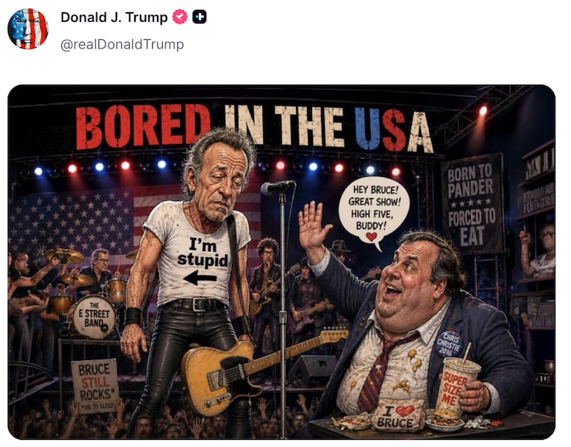 Trump's AI-generated Bruce Springsteen cartoon.
