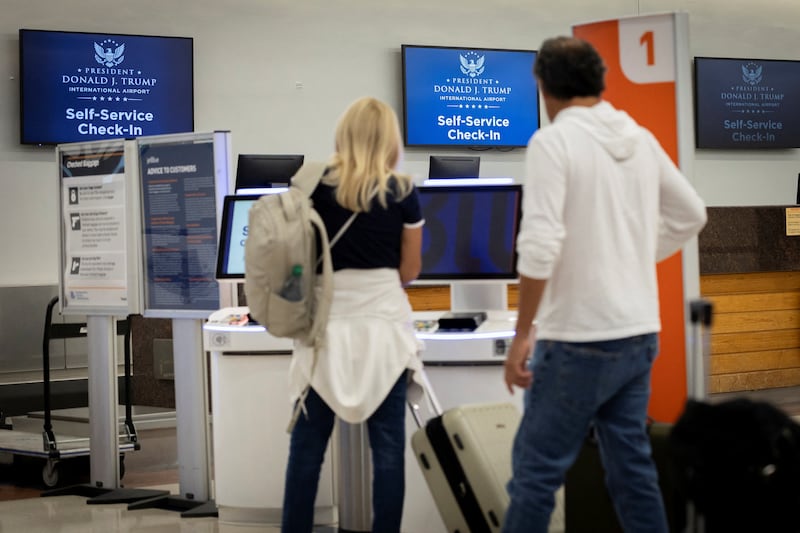 Information screens at Palm Beach International Airport