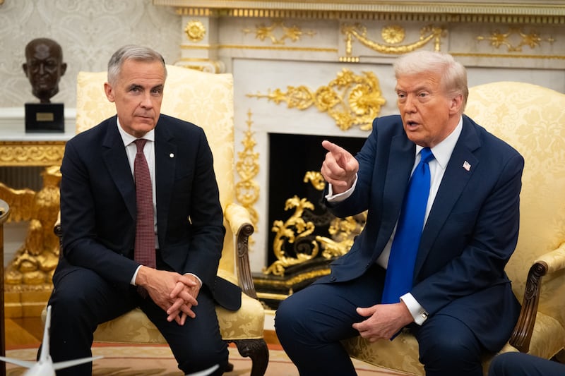 President Donald Trump met with Canadian Prime Minister Mark Carney in the Oval Office of the White House, Oct. 7, 2025, in Washington, D.C.