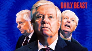 A photo illo illustration of Lindsey Graham for the Daily Beast podcast.