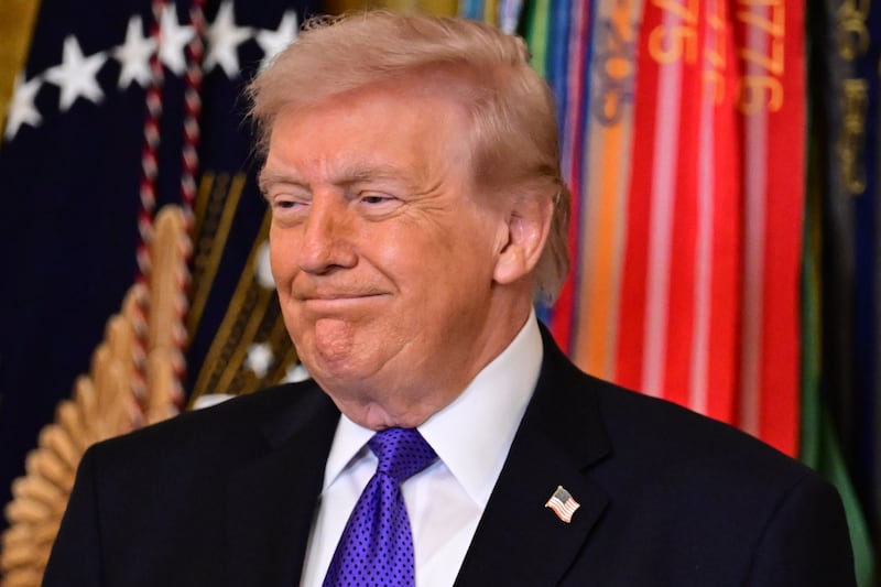 President Donald Trump speaks during a Medal of Honor ceremony in the East Room of the White House in Washington, United States, on March 02, 2026.