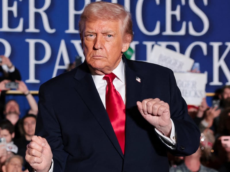 U.S. President Donald Trump gestures