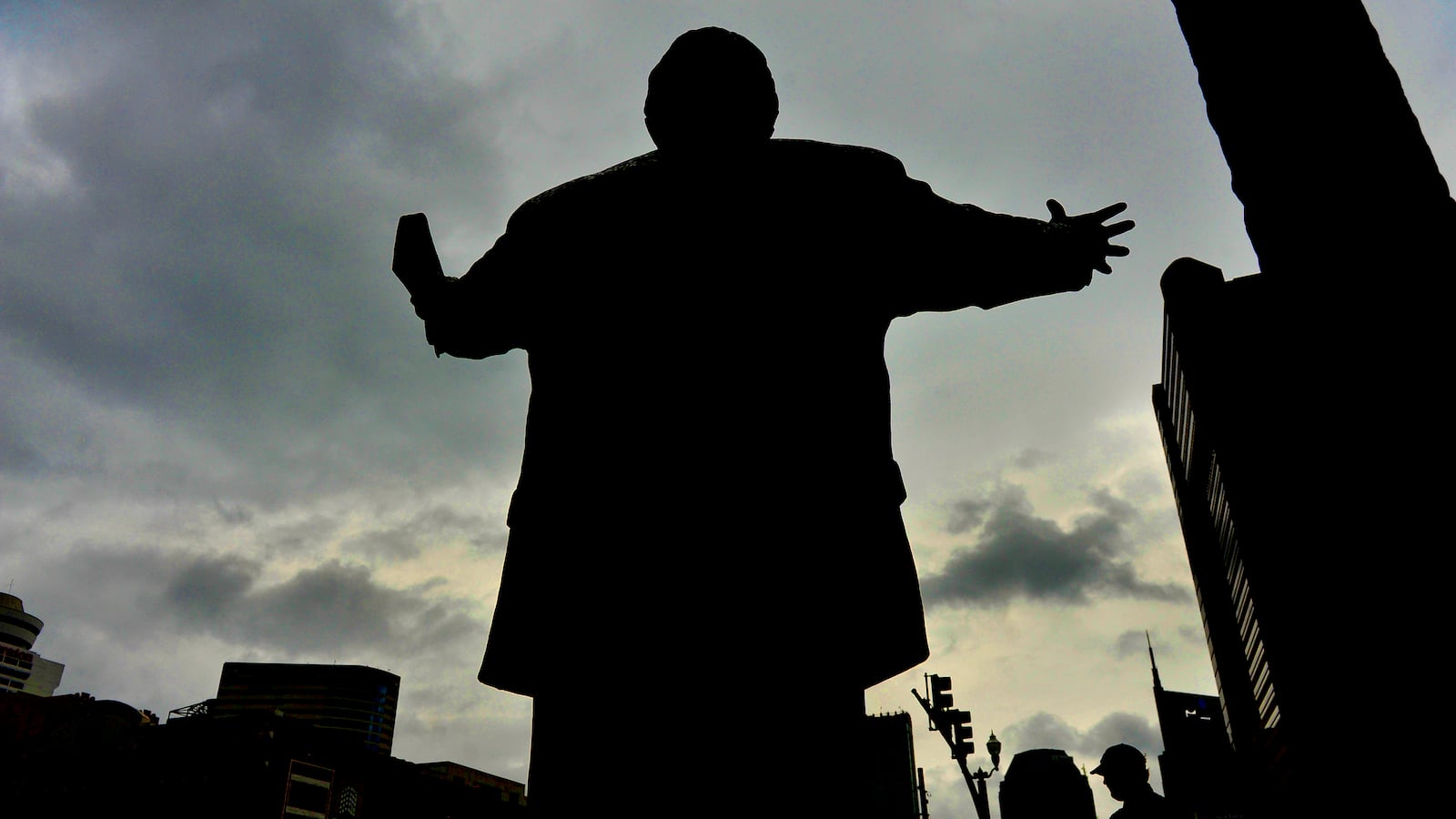 A 7-foot tall statue (with a 17-foot tall cross) of evangelist Billy Graham graces the front entrance to the headquarters of the Southern Baptist Convention in Nashville