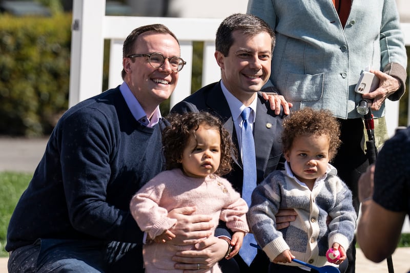 Pete Buttigieg, Chasten Buttigieg, and their children Penelope and Joseph
