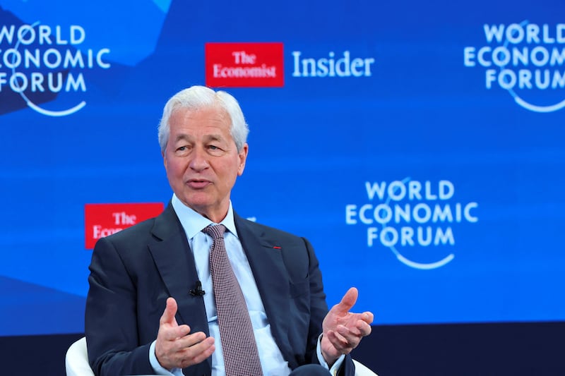 Jamie Dimon, attends the 56th annual World Economic Forum (WEF) meeting in Davos, Switzerland, January 21, 2026.