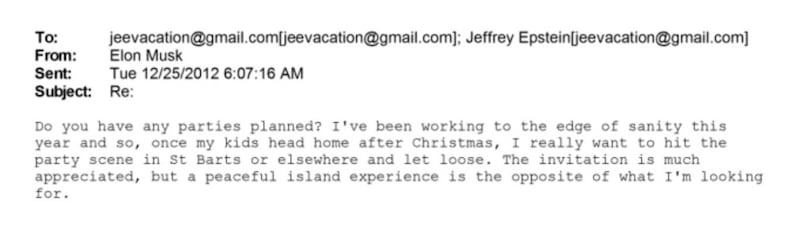 Musk begging Epstein to "let loose"