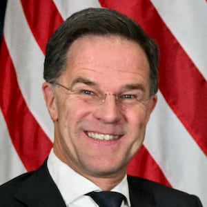 US President Donald Trump (C-R) speaks with NATO's Secretary-General Mark Rutte (L) next to US Secretary of State Marco Rubio (2R) during a bilateral meeting on the sidelines of the World Economic Forum (WEF) annual meeting in Davos on January 21, 2026. The World Economic Forum takes place in Davos from January 19 to January 23, 2026. (Photo by Mandel NGAN / AFP via Getty Images)