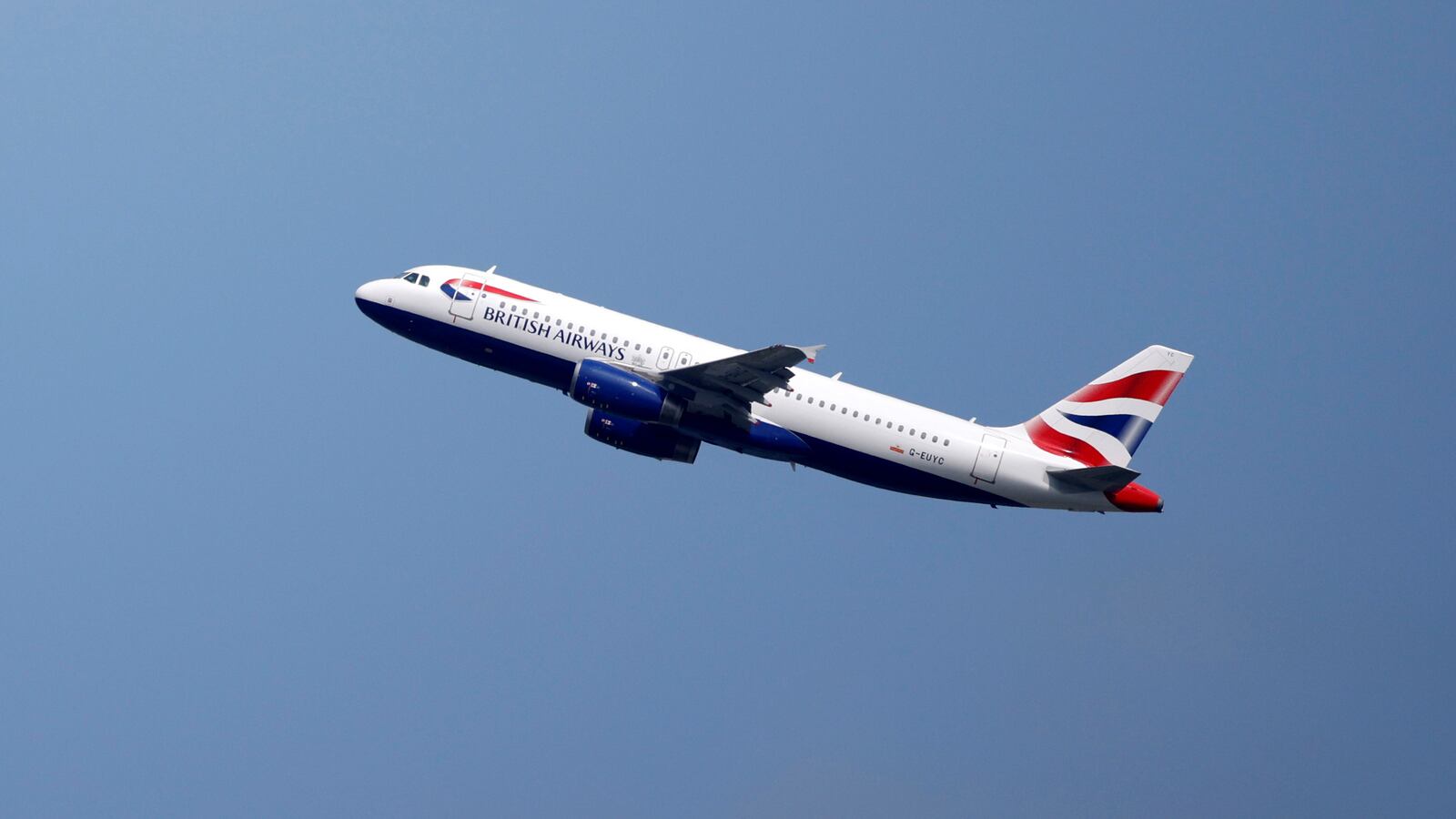 British Airways Airbus A320 aircraft takes off from Heathrow Airport in London on May 17, 2021.