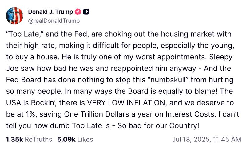 Donald Trump's Truth Social post