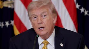 President Donald Trump speaks during a lunch with the Trump Kennedy Center Board Members in the East Room of the White House on March 16, 2026 in Washington, DC. President Trump convened the board of trustees of the Trump Kennedy Center to vote on a proposal to close the institution for two years of major renovations.
